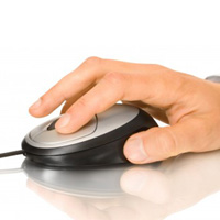 Computer mouse clicking on registration button for BDI course